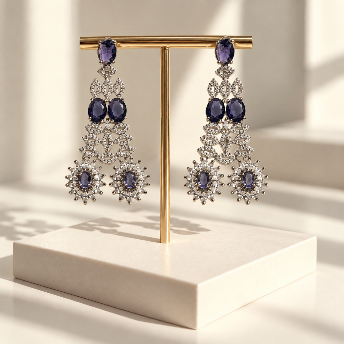 Graceful Stone Flower Earrings