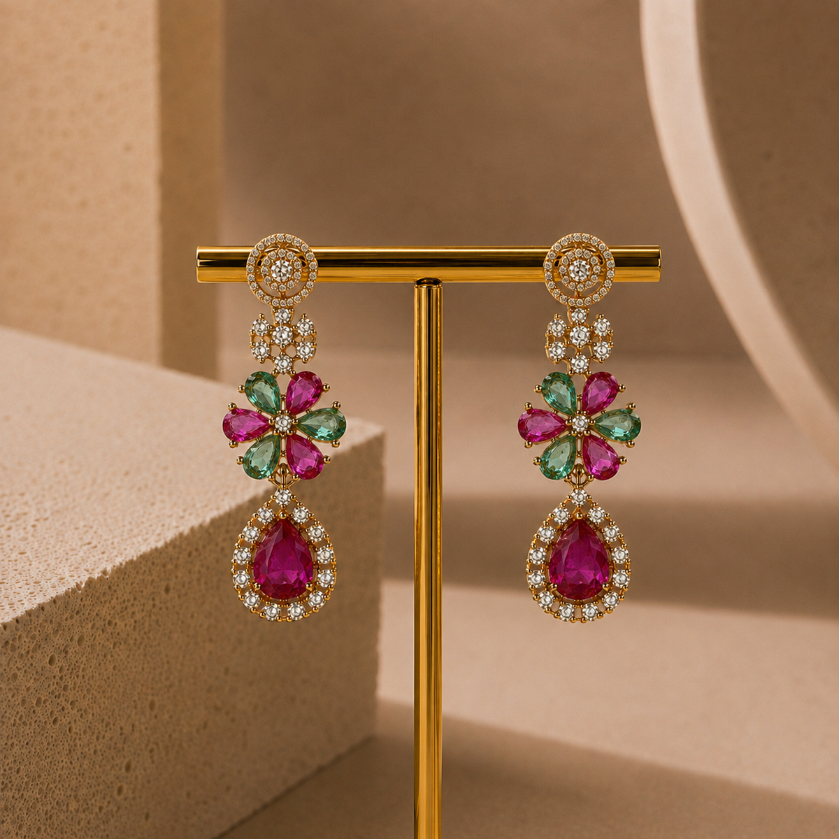 Twin Drop Motif Jewellery Set