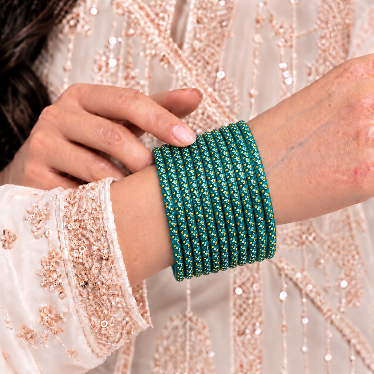 Golden Dot Glass Bangle
