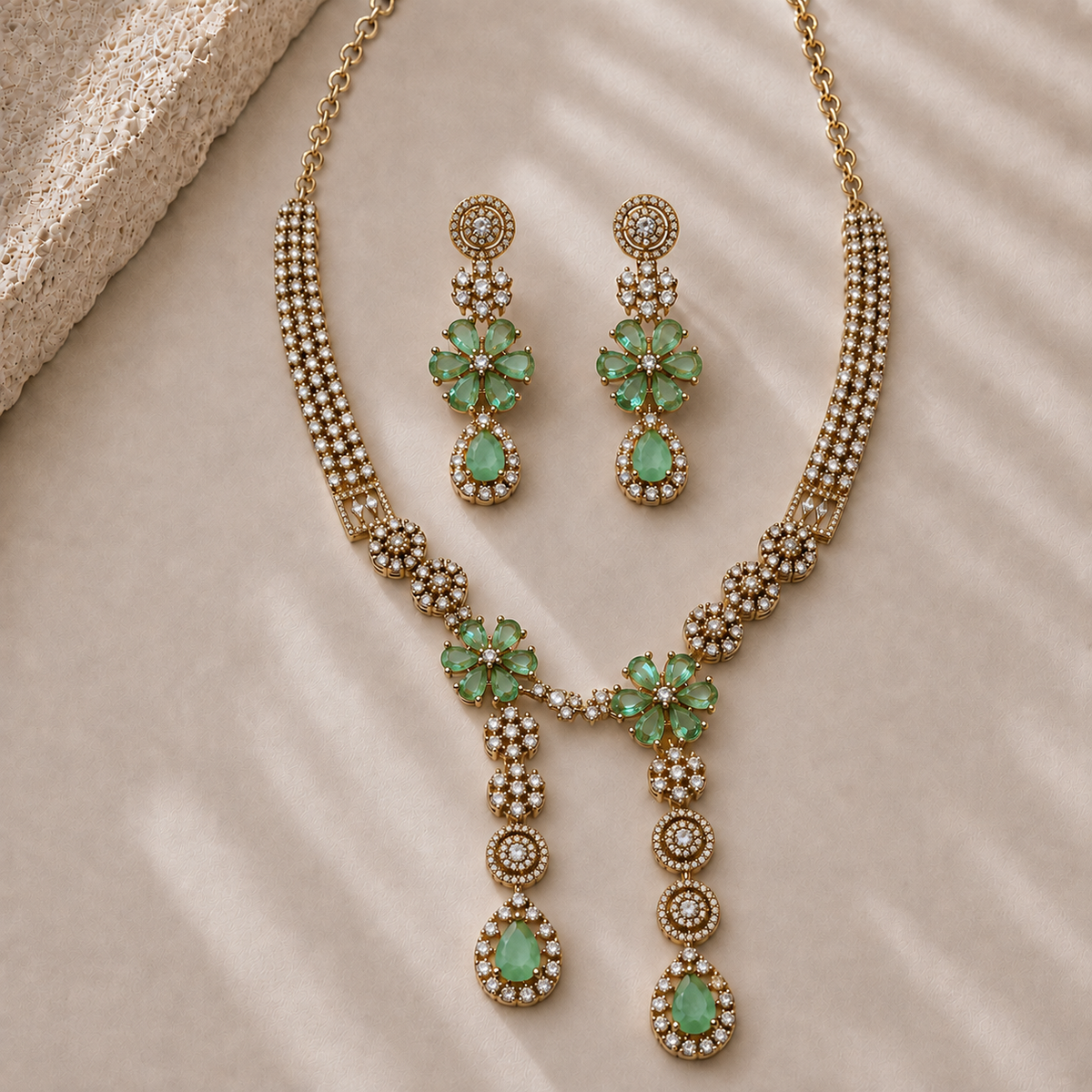 Twin Drop Motif Jewellery Set