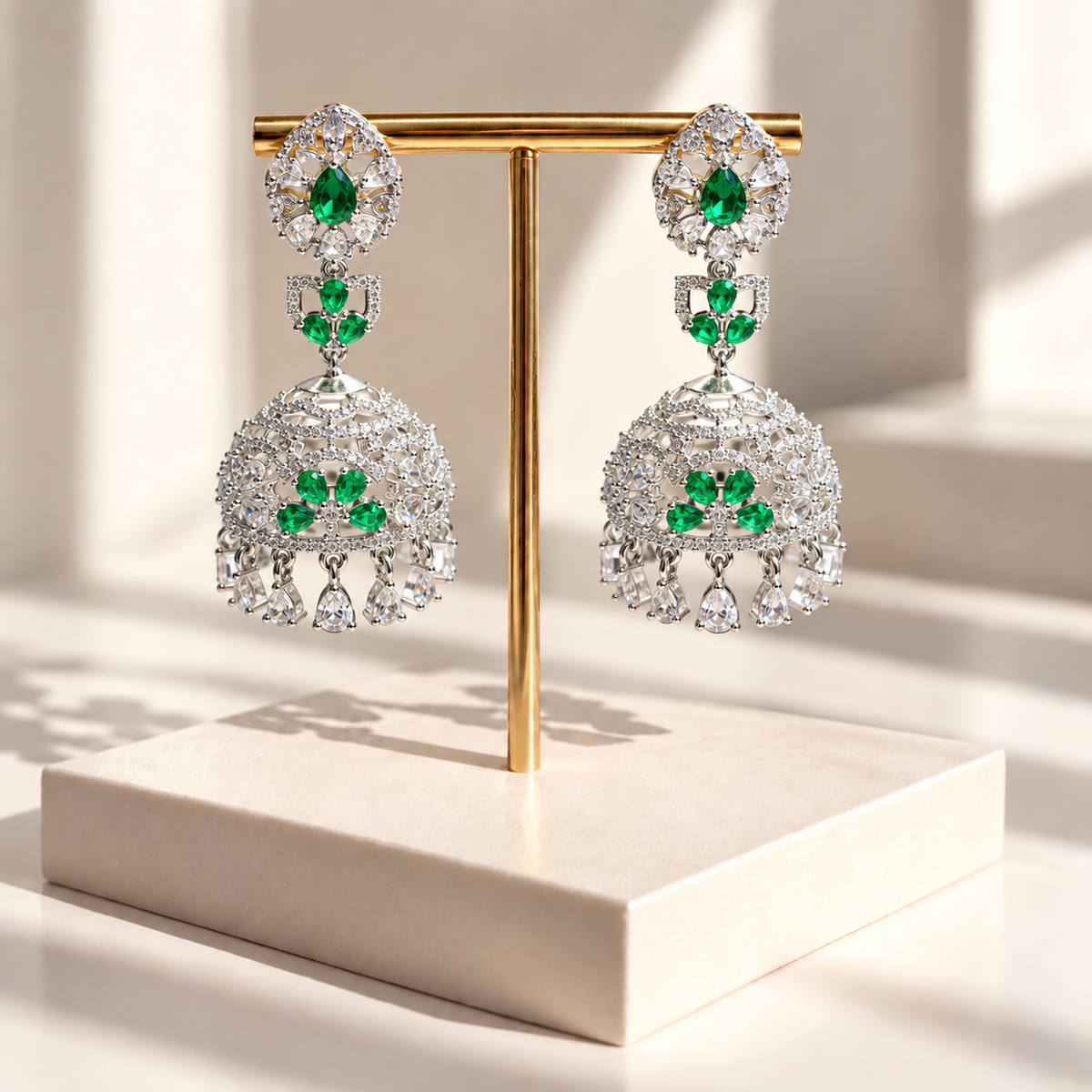 Elegant Stone Drop Jhumkas