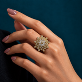Layered Flower AD Stone Ring