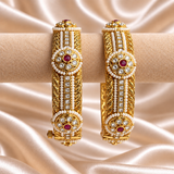 Rajwada Pearl Ruby Square Stone Openable Kada