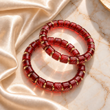 Golden Line Cutting Flower Pattern Glass Kada