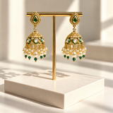Carved Dome Pearl Jhumka Earrings