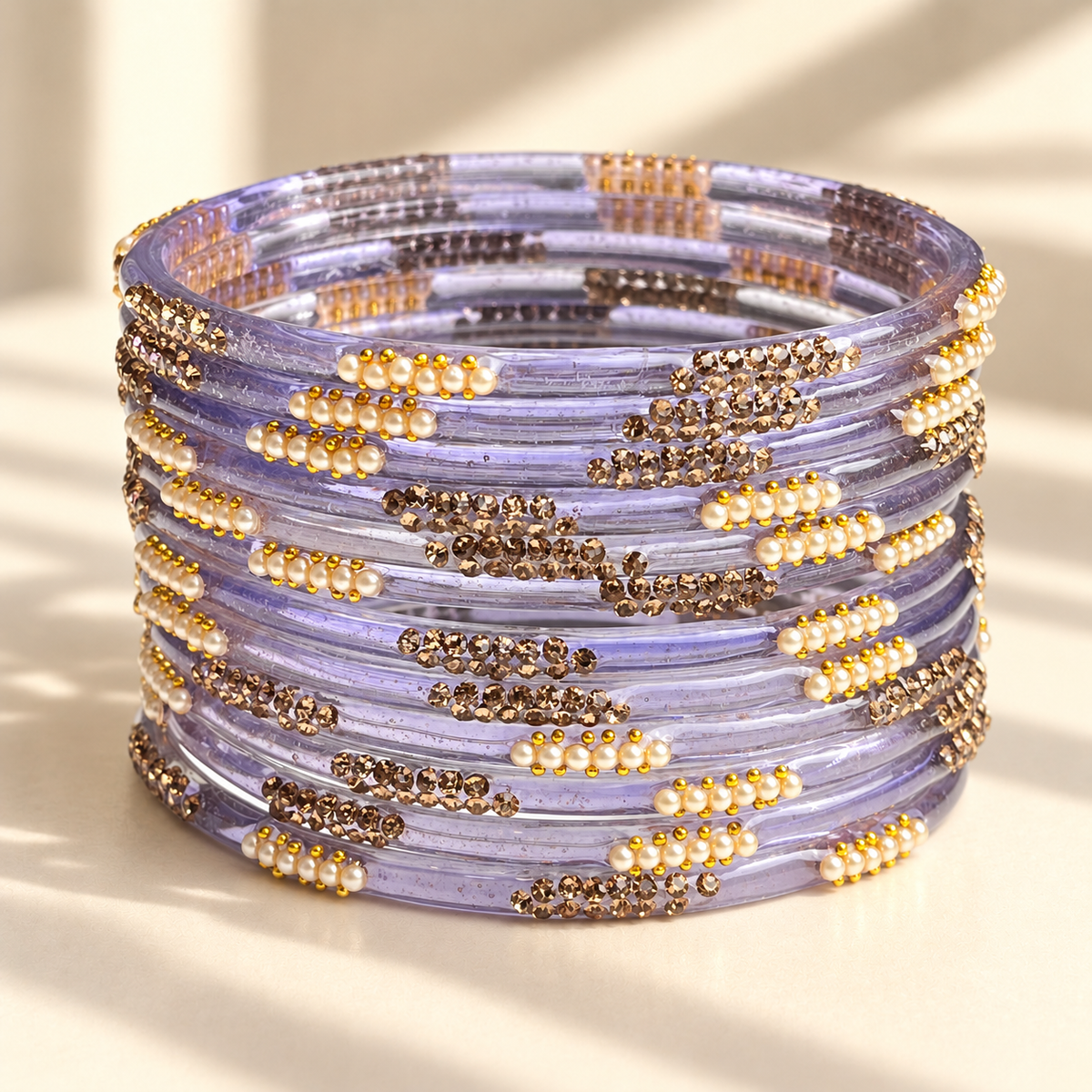 Pearl Line Glass Bangle