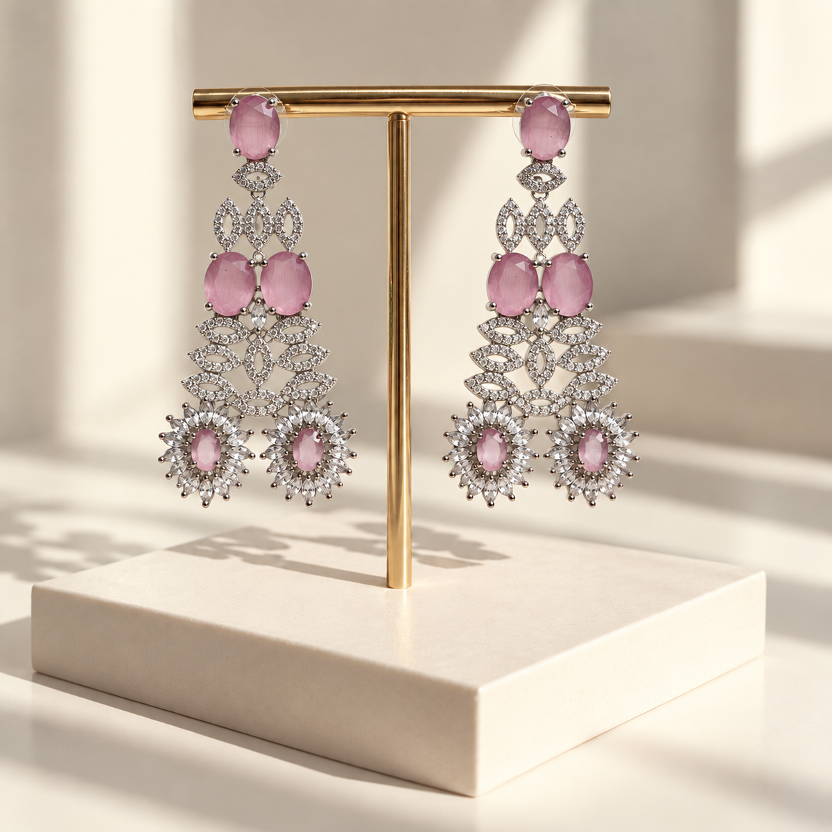 Graceful Stone Flower Earrings