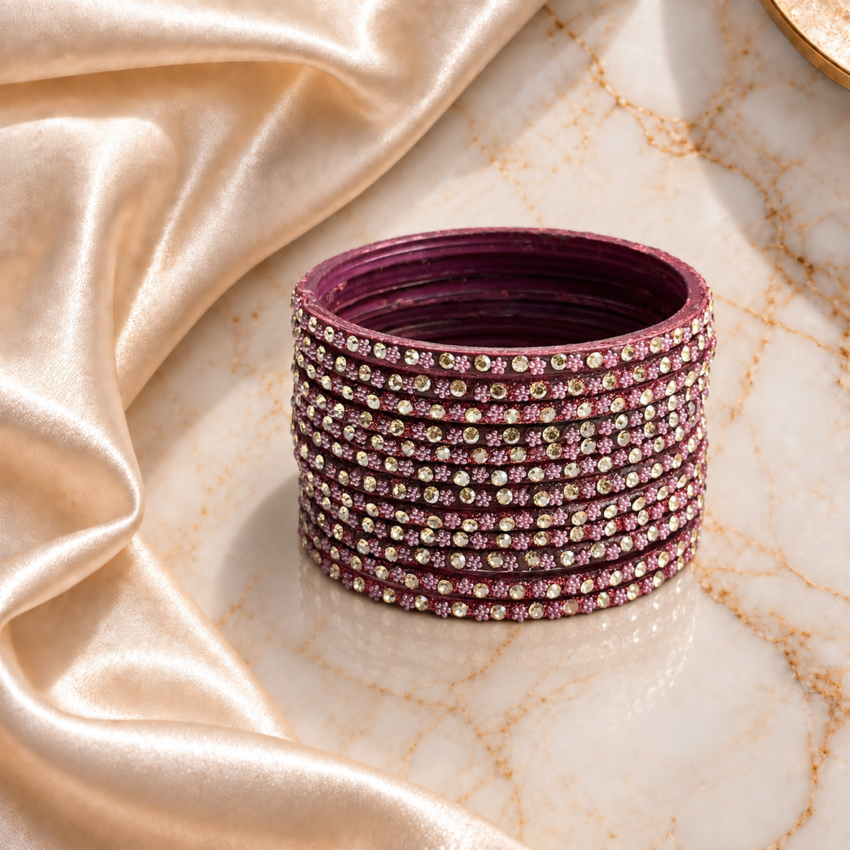 Flower stones glass bangles