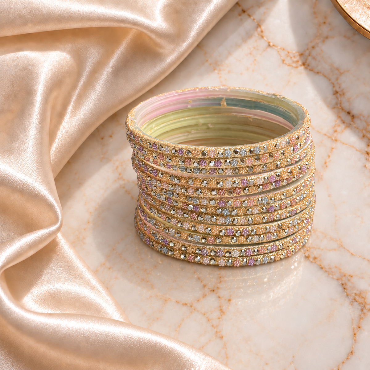 Flower stones glass bangles
