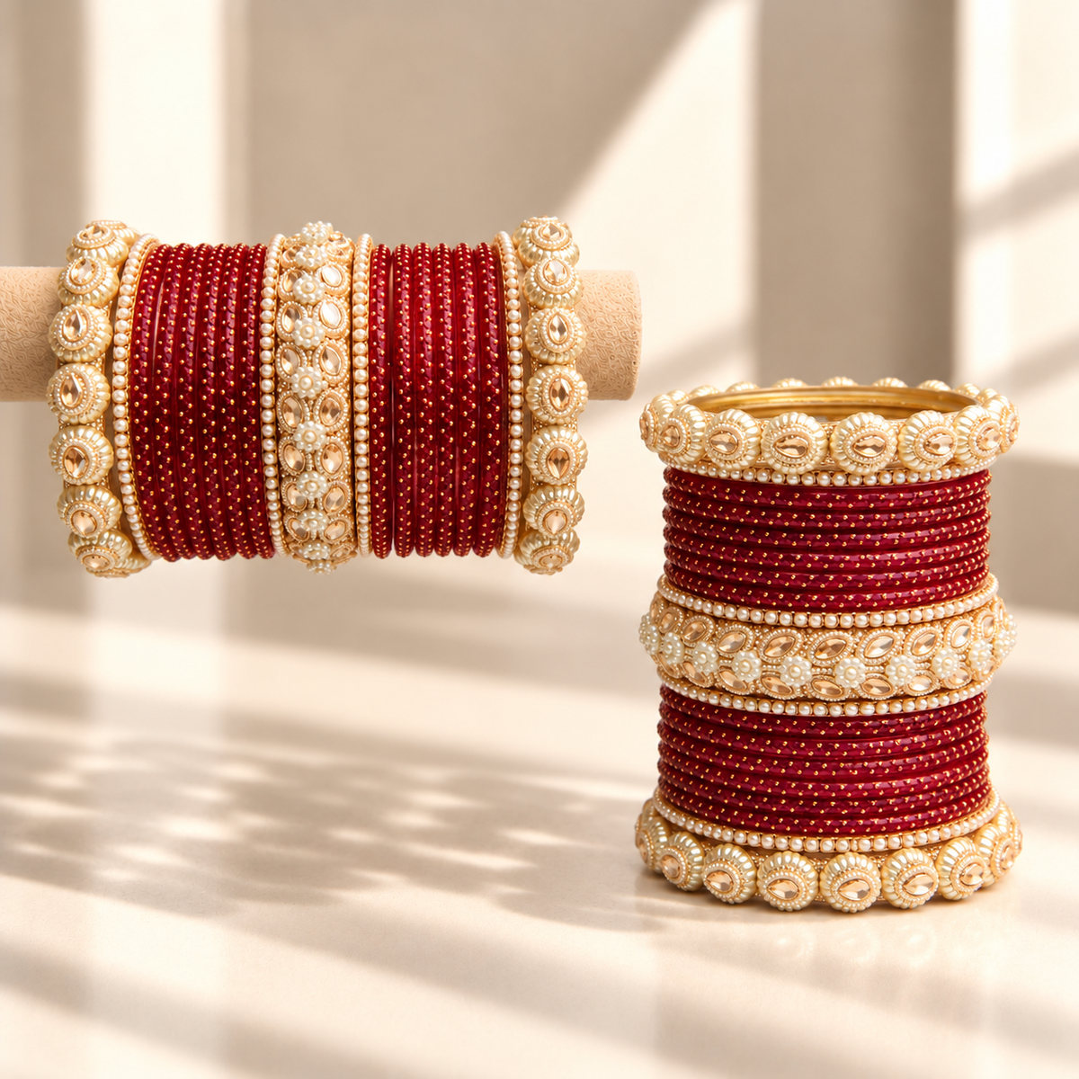 Drop Border Glass Bangle Set