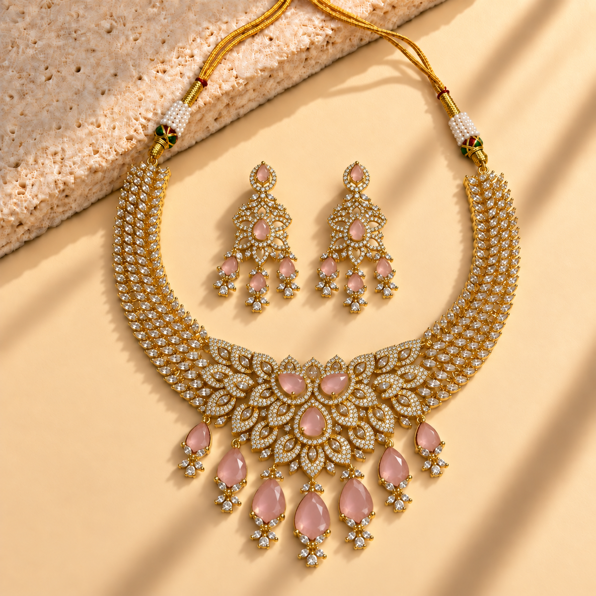 Leafwork Stone Necklace Set