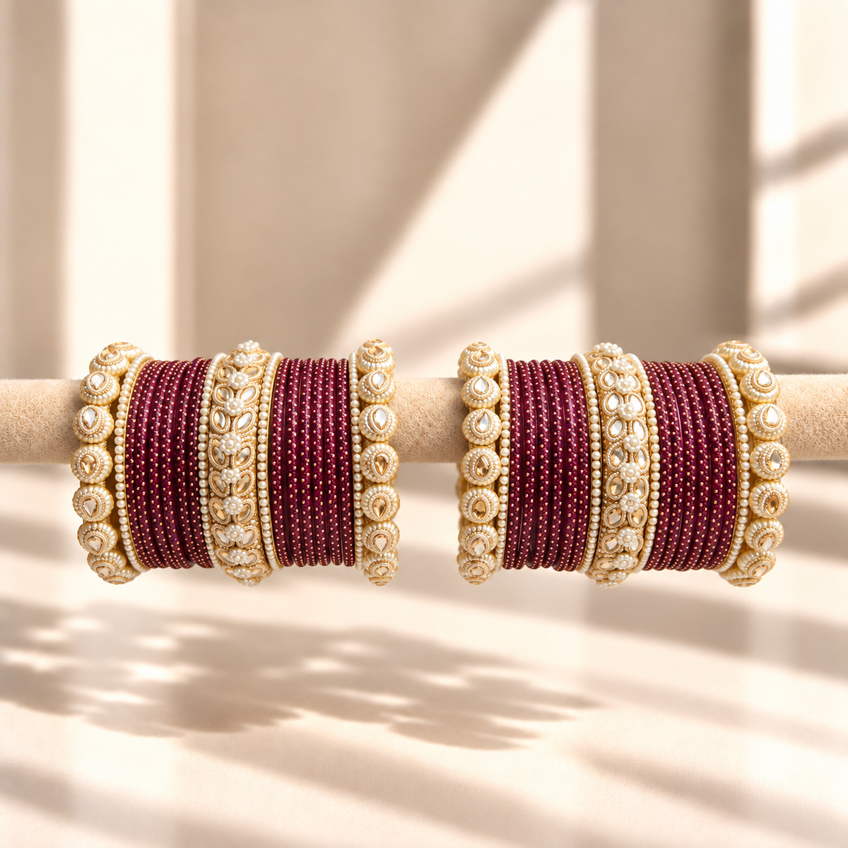 Drop Border Glass Bangle Set