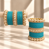 Drop Border Glass Bangle Set