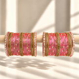Kundan Square Drop Glass Bangle Set