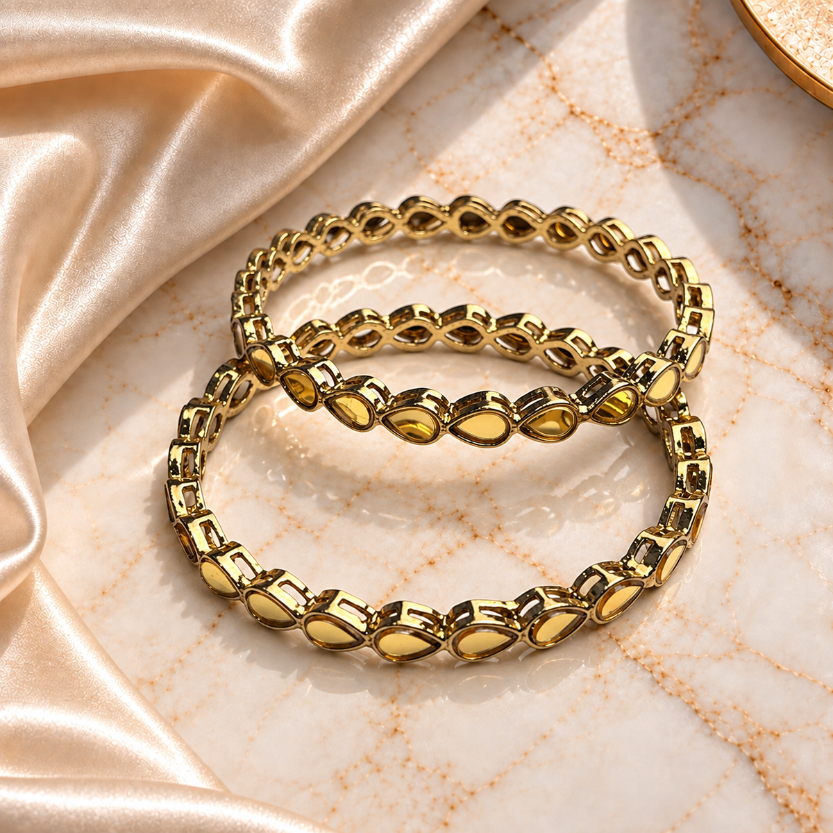 Big Drop Stone Line Bangles