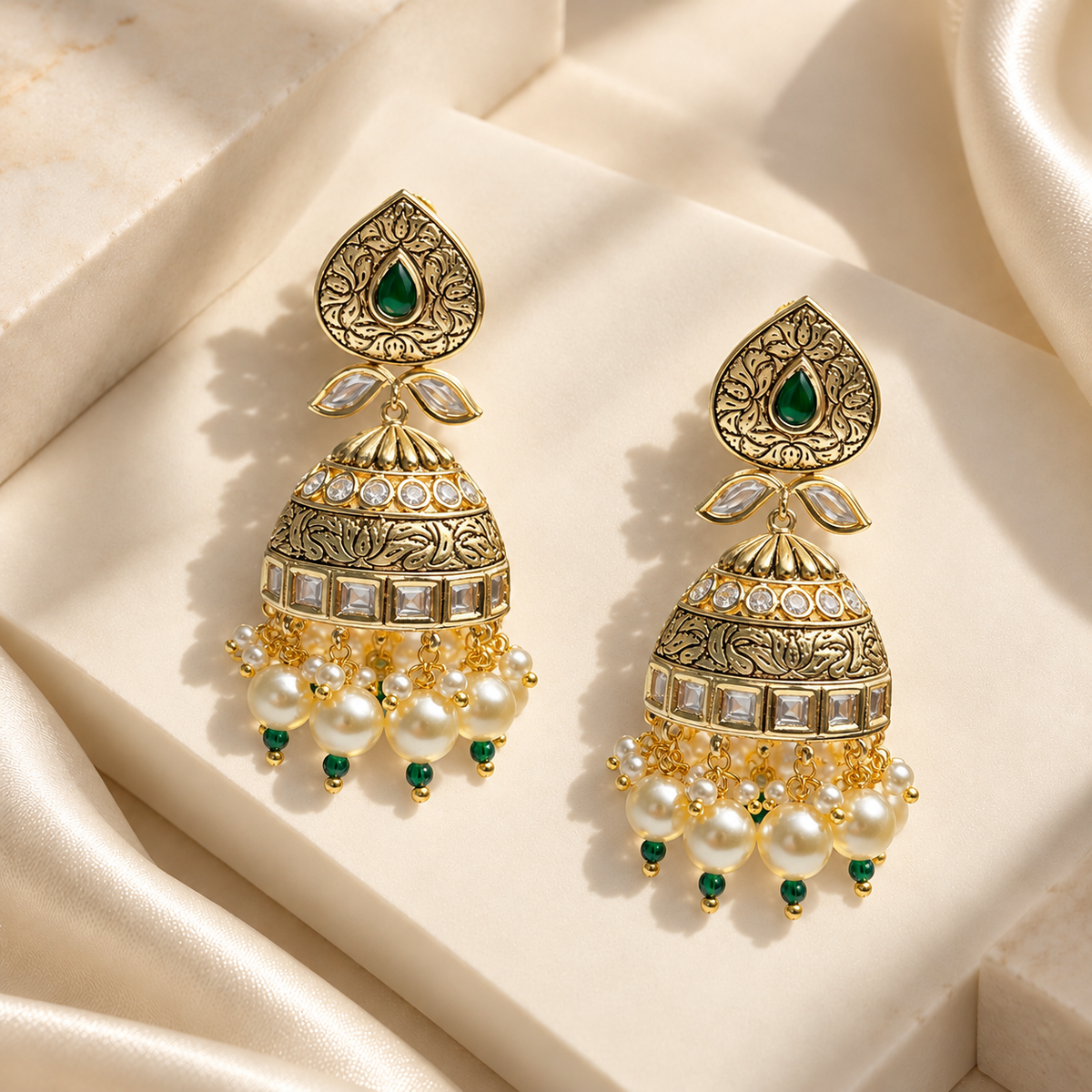 Classic Dome Pearl Jhumka Earrings
