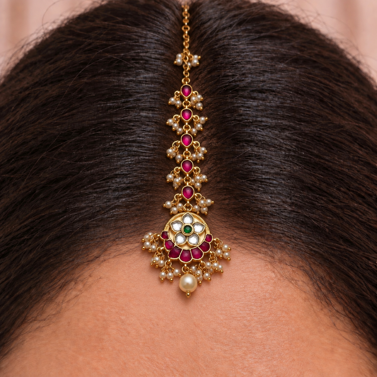 Bead Cascade Maang Tikka