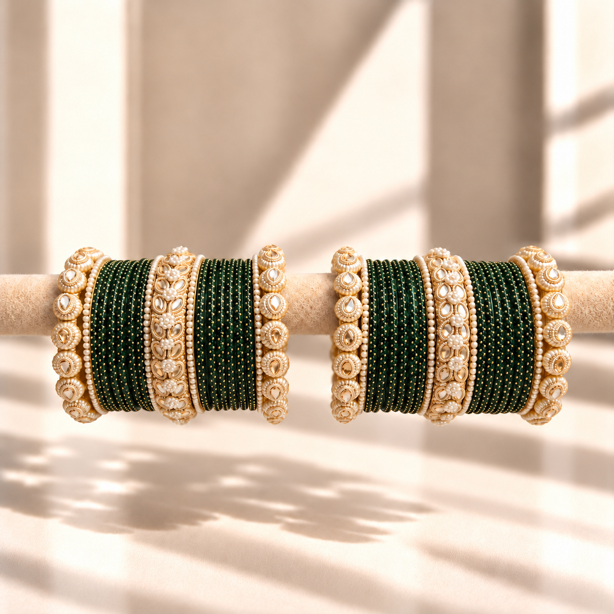 Drop Border Glass Bangle Set