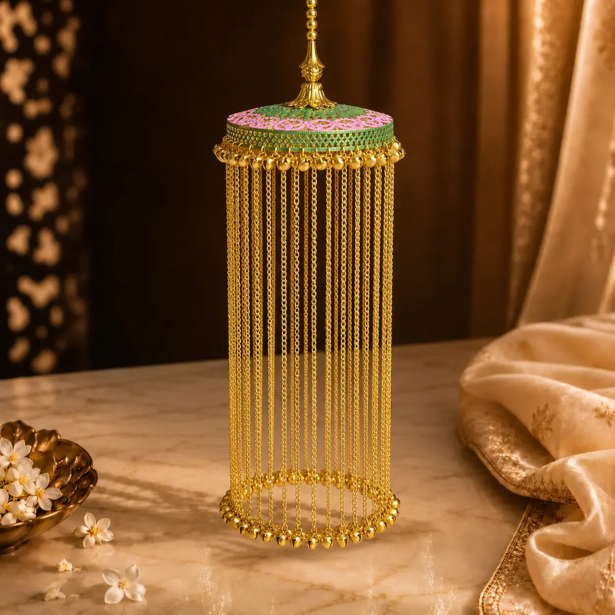 Traditional MeenaKari Dome Chandelier Ghungroo Kalira
