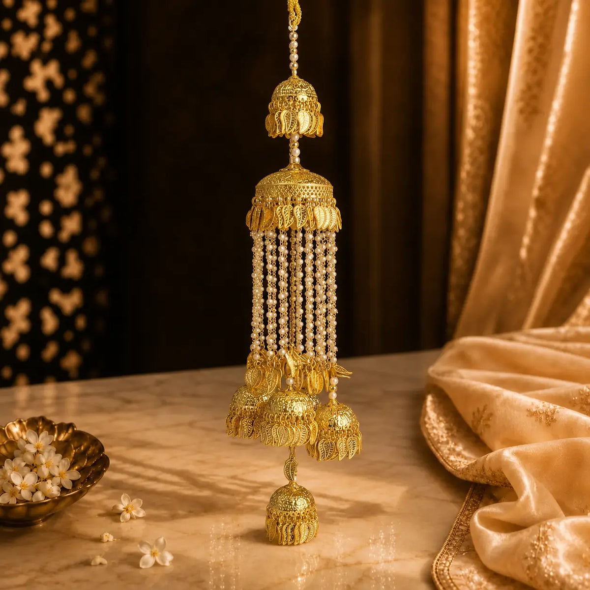 Traditional Pearl And Leaf-Frape Bridal Kalira