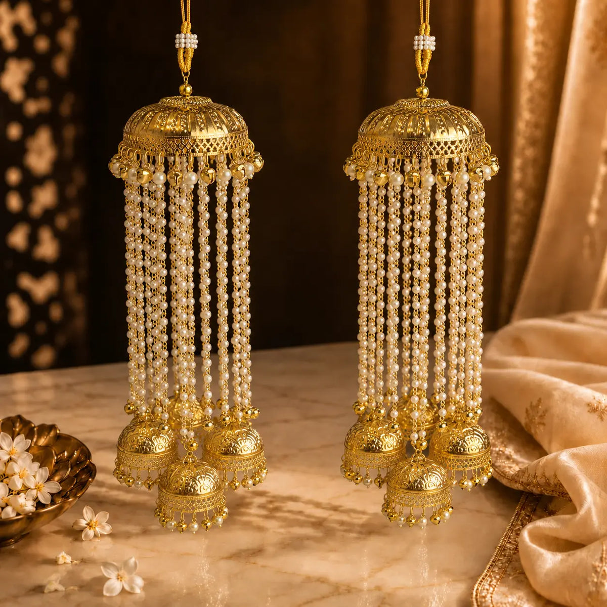Pearl Layered Jhumka Kalira