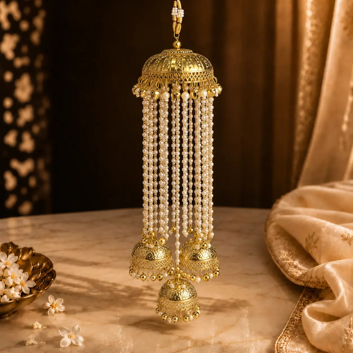 Pearl Layered Jhumka Kalira