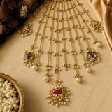 Hoop Style Multi-Layered Long Chain Kalira With Elephant And Horse Charm