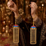 Meenakari Dome Bridal Kalira With Long Pearl Drops