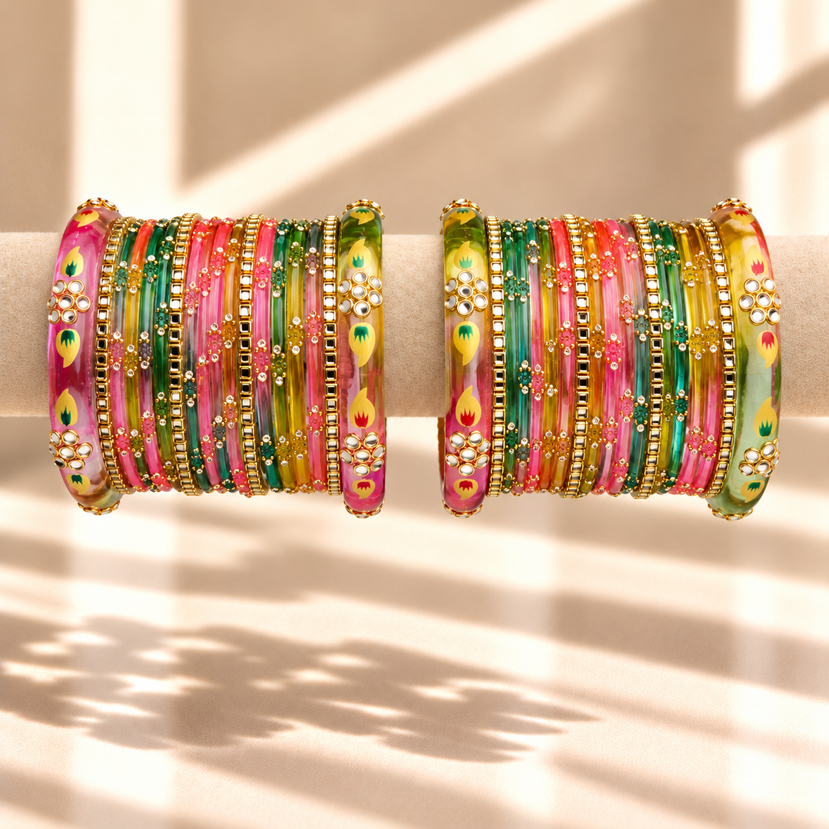 Tulip Bloom Glass Bangle Set
