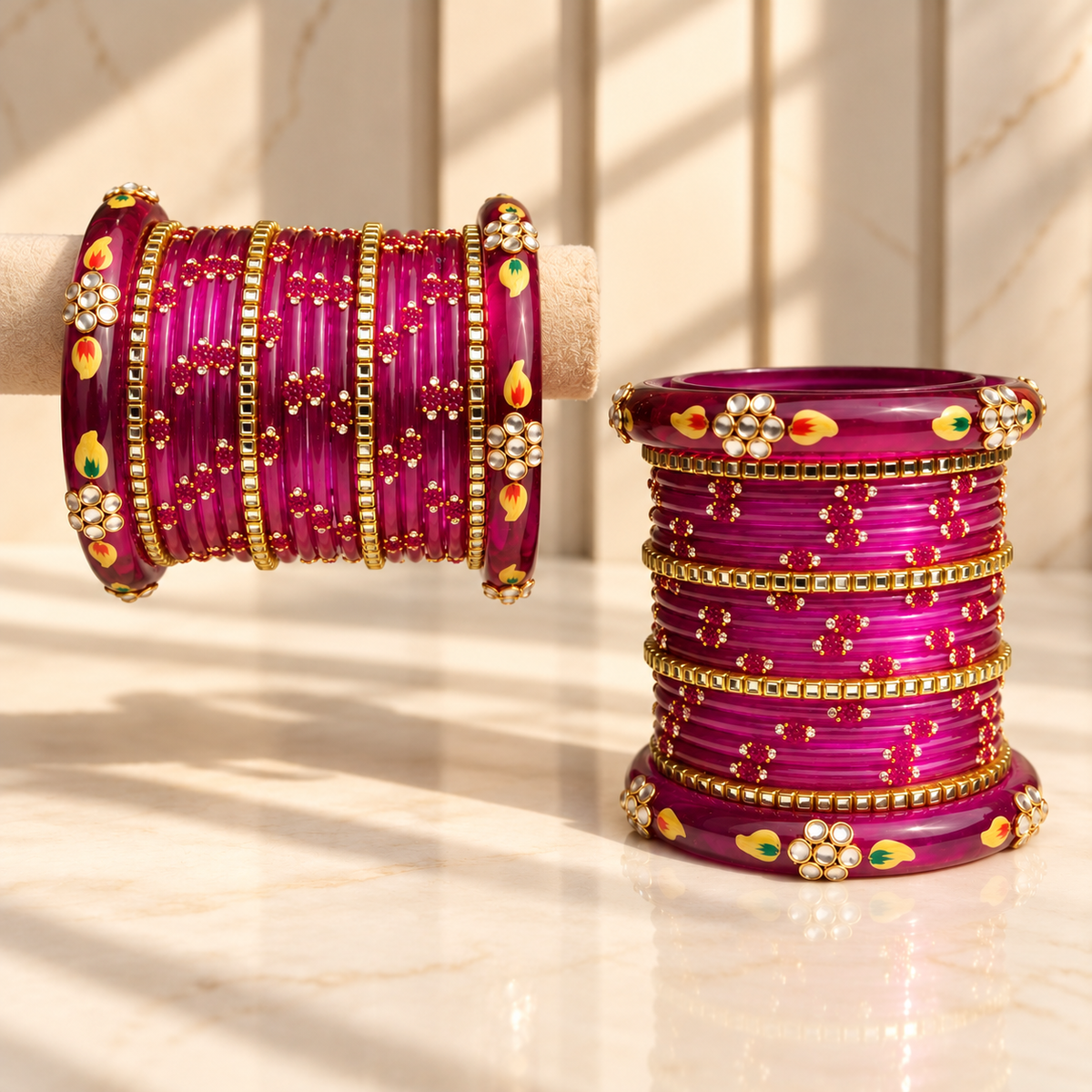 Tulip Bloom Glass Bangle Set