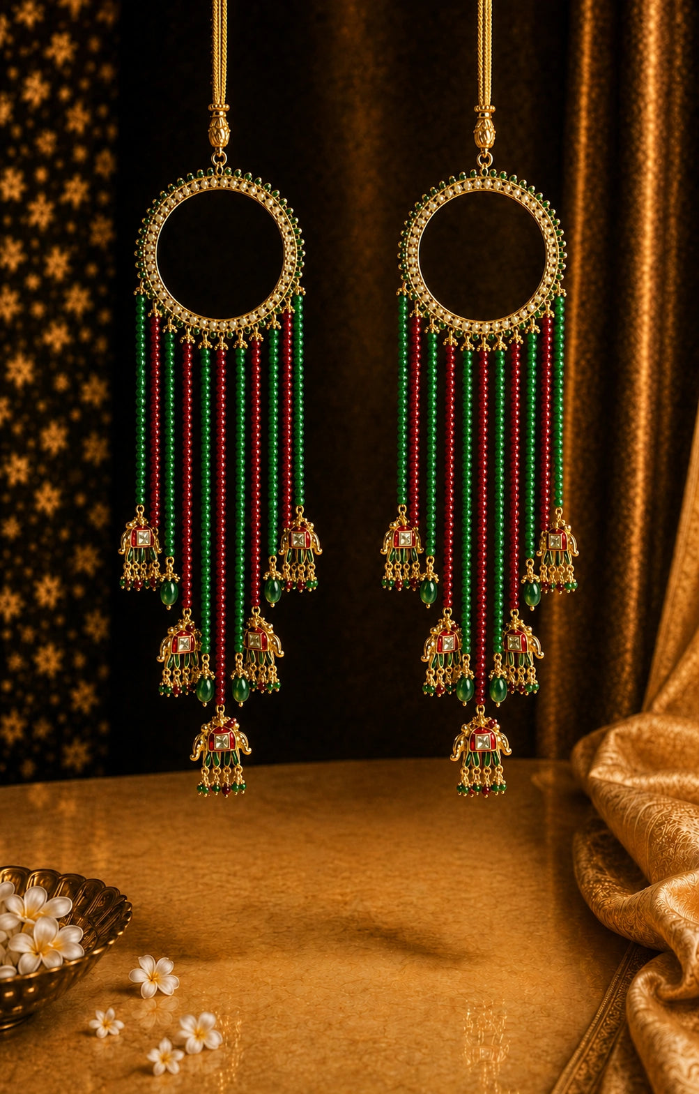 Kundan Bangle-Style Beaded Bridal Kalira With Elephant Drop