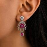 American Diamond Floral Necklace & Earring Set