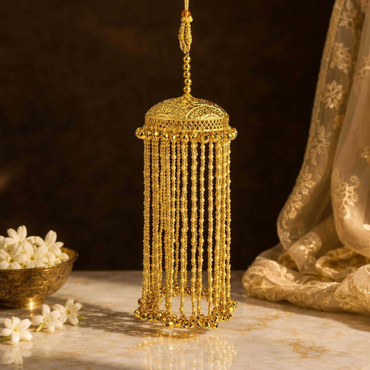 Shifa Golden Long Pear And Ghungroo Kalira