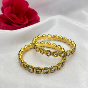 Hexa Shine Kundan Bangles