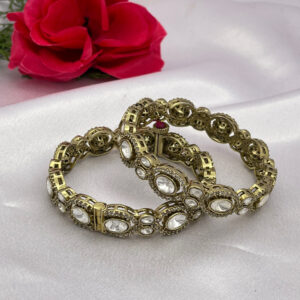 Antique Finish Polki Kundan Kada with AD Stones