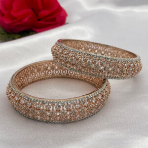 Rose Gold Plated AD Stone Bangles
