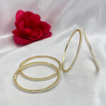 Gold Plated Sleek White Pearl Bangles – Set of 4