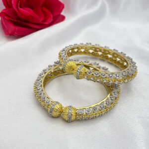 Royal AD Stone Kada Bangles with Gold Dome Detailing