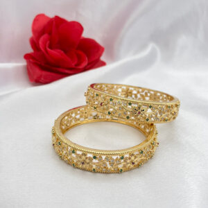 Gold Plated Floral Filigree Bangles