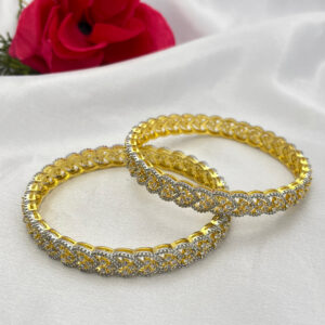 Gold-Tone Floral Stone Bangles