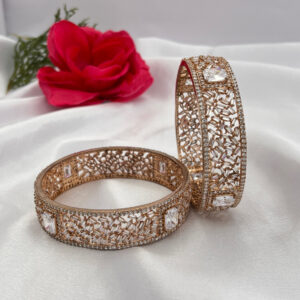 Rose Gold Plated AD Stone Bangles