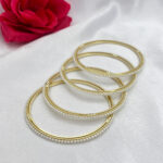 Gold Plated Sleek White Pearl Bangles – Set of 4