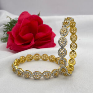 Round Cluster AD Bangles – Gold & Silver Finish