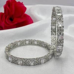 AD Stone Silver Bangles