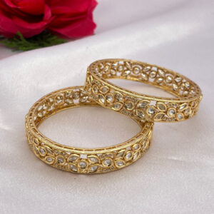 Carrot polish Kundan Bangles