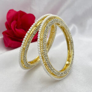 Royal Gold Polish Pearl & Zircon Bangles