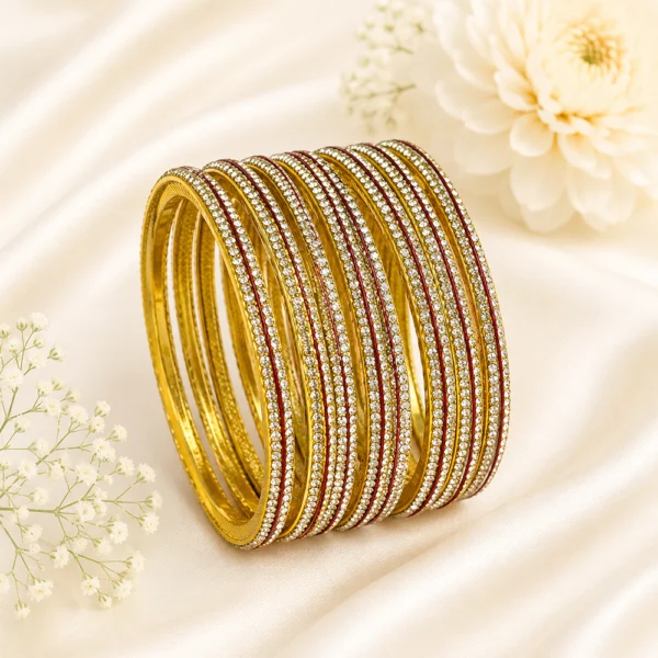 3 Line Stone Multi Bangles (Dark-Multi)