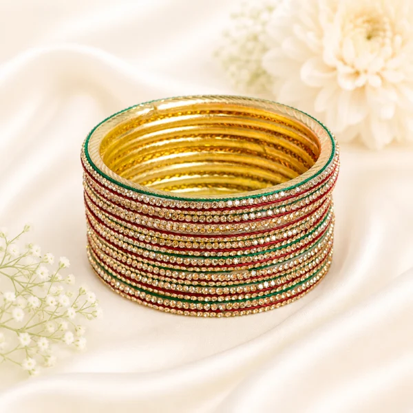 3 Line Stone Multi Bangles (Dark-Multi)