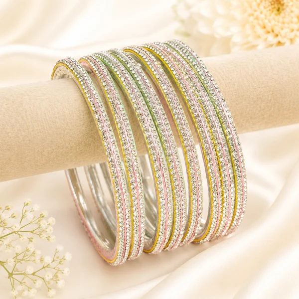 3 Line Stone Multi Bangles (Light-Multi)