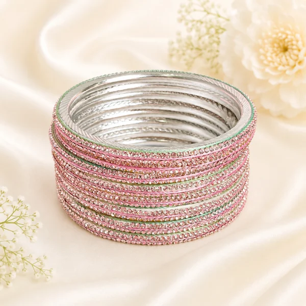 3 Line Stone Multi Bangles (Light-Multi)